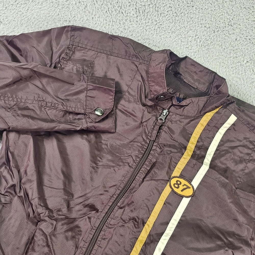 Aeropostale Jacket Mens Small Brown A87 Nylon Windbreaker Striped Full Zip‎ Y2K